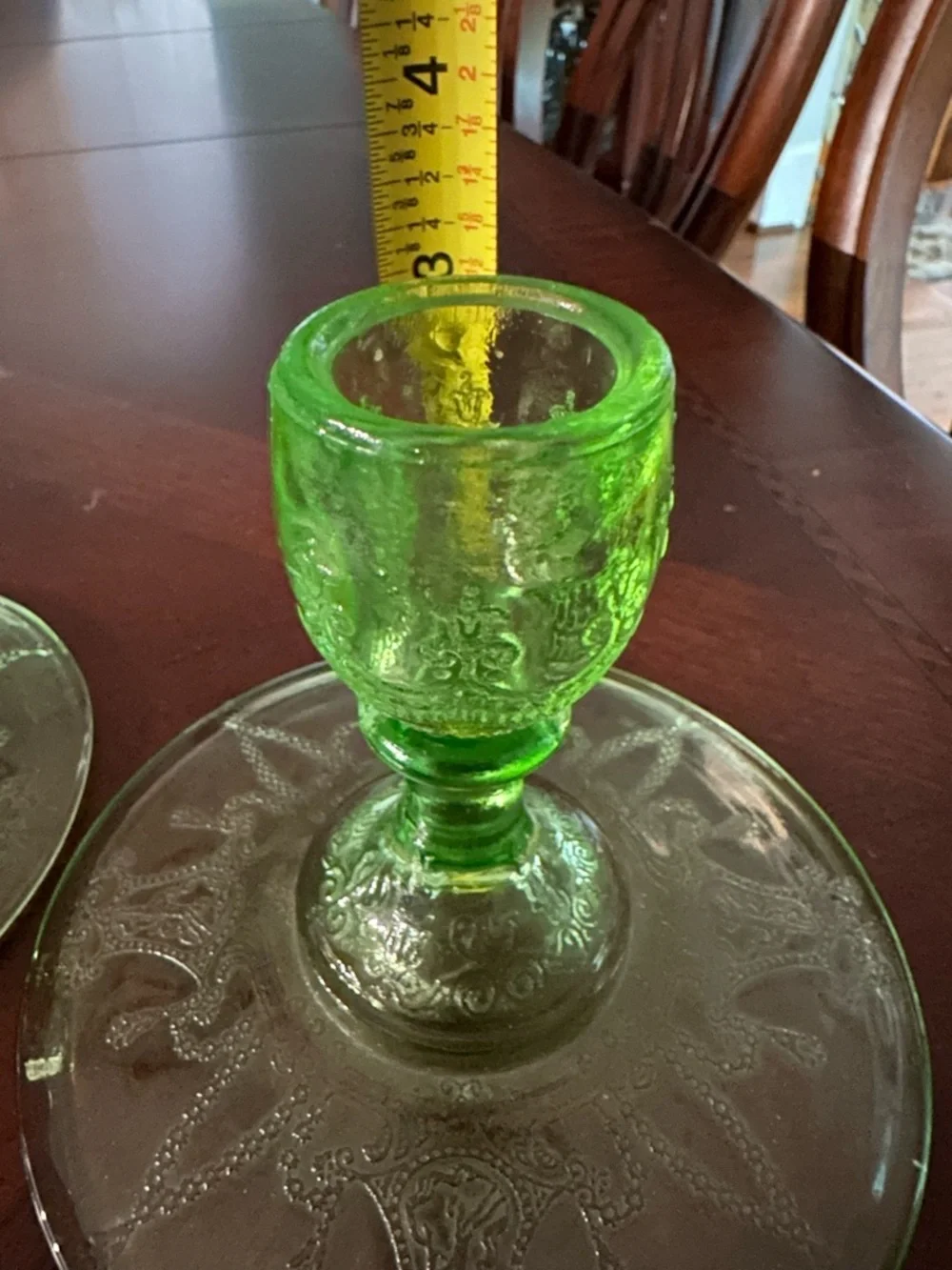 HOCKING GLASS CO. CAMEO or BALLERINA GREEN RARE PAIR 3